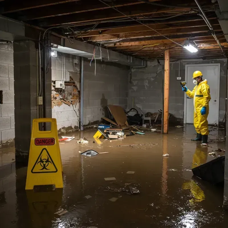 Flooded Basement Electrical Hazard in Oak Ridge, FL Property